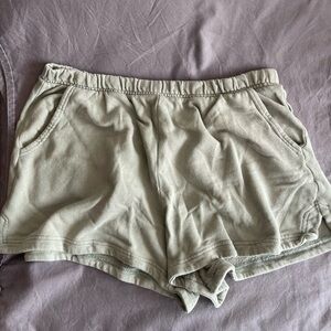 Aerie Comfy Lounge Sage Green Shorts Large